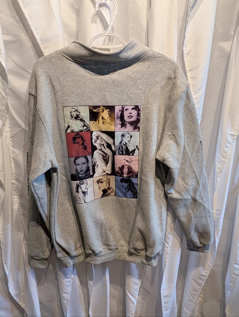 16 Like New Official Taylor Swift The Eras Tour Grey Quarter-Zip Pullover Sweats